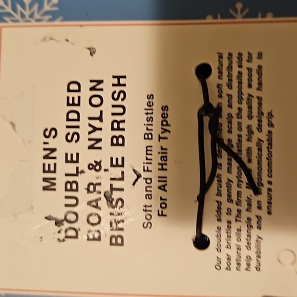 North Pole Grooming Mens Double Sided Boar & Nylon Bristle Black Brush Holiday - Picture 2 of 5